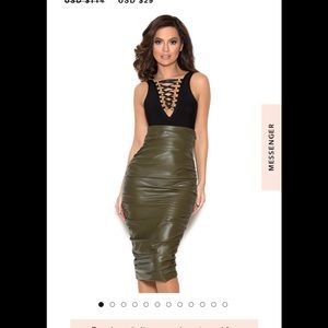 House of Cb Green Vegan Leather Skirt XSMALL